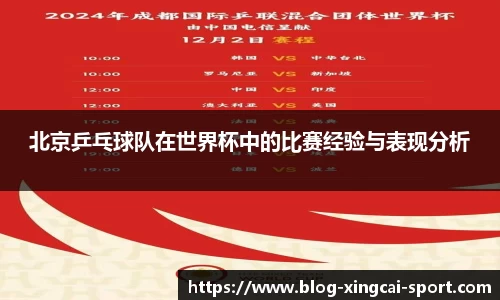 北京乒乓球队在世界杯中的比赛经验与表现分析